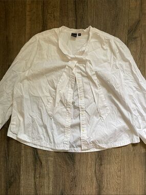Gap White Tie-Neck Button-Down Shirt